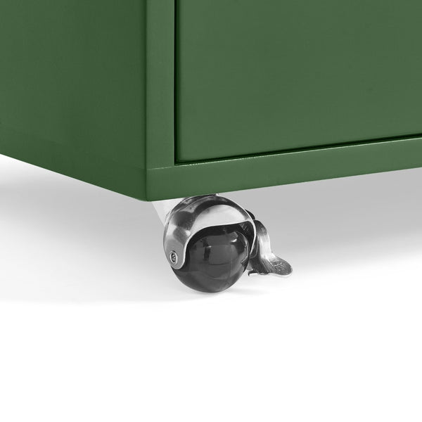 English Elm High-gloss Lacquered Rolling Lift Top End Table with Built-in Charging and Lockable Casters Green W1413P447454