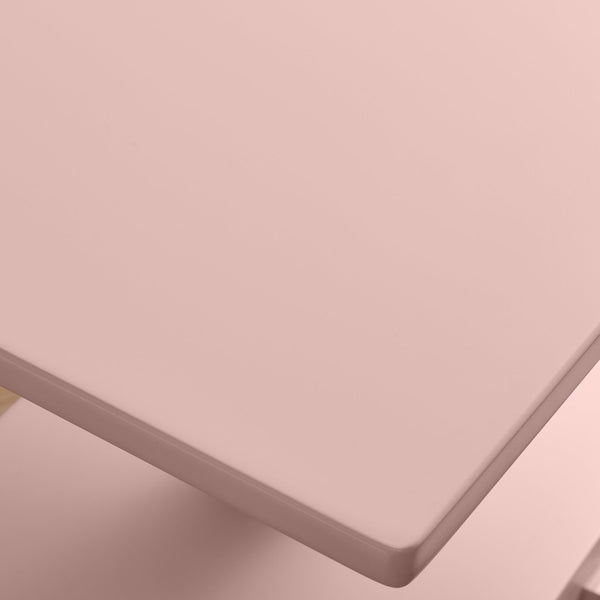 English Elm High-gloss Lacquered Rolling Lift Top End Table with Built-in Charging and Lockable Casters Pink W1413P447455