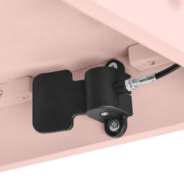 English Elm High-gloss Lacquered Rolling Lift Top End Table with Built-in Charging and Lockable Casters Pink W1413P447455