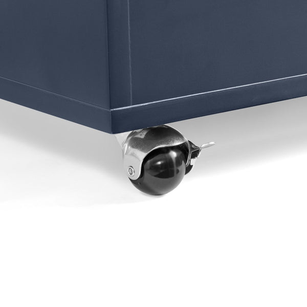 English Elm High-gloss Lacquered Rolling Lift Top End Table with Built-in Charging and Lockable Casters Blue W1413P447456