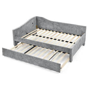 English Elm Spare Parts Upholstered Storage Platform Bed with LED Headboard and Built-In Side Shelves Grey Foam W1413P447458