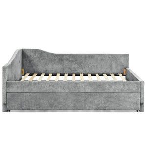 English Elm Spare Parts Upholstered Storage Platform Bed with LED Headboard and Built-In Side Shelves Grey Foam W1413P447458
