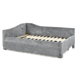 English Elm Spare Parts Upholstered Storage Platform Bed with LED Headboard and Built-In Side Shelves Grey Foam W1413P447458