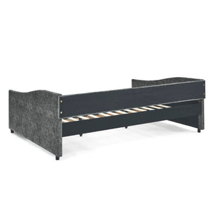 English Elm Spare Parts Tufted Upholstered Daybed with Storage Drawers Mid-Century Nailhead Design Grey Foam W1413P457776