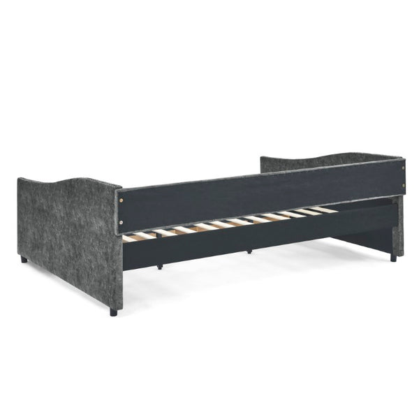 English Elm Spare Parts Tufted Upholstered Daybed with Storage Drawers Mid-Century Nailhead Design Grey Foam W1413P457776