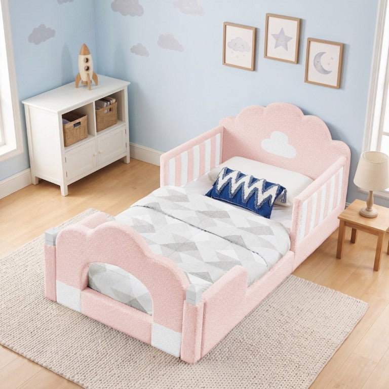 English Elm Spare Parts Tufted Upholstered Daybed with Storage Drawers Mid-Century Nailhead Design Pink Boucle W1413P500645