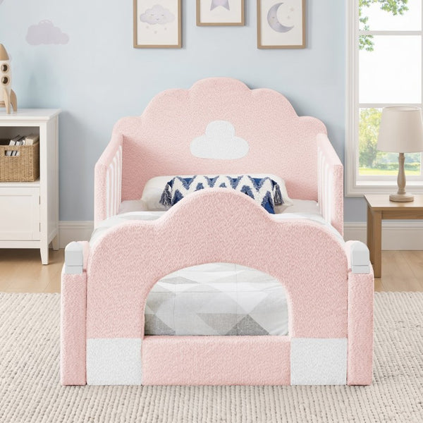 English Elm Spare Parts Tufted Upholstered Daybed with Storage Drawers Mid-Century Nailhead Design Pink Boucle W1413P500645