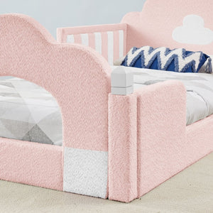 English Elm Spare Parts Tufted Upholstered Daybed with Storage Drawers Mid-Century Nailhead Design Pink Boucle W1413P500645