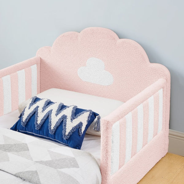 English Elm Spare Parts Tufted Upholstered Daybed with Storage Drawers Mid-Century Nailhead Design Pink Boucle W1413P500645
