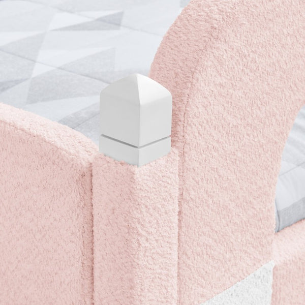 English Elm Spare Parts Tufted Upholstered Daybed with Storage Drawers Mid-Century Nailhead Design Pink Boucle W1413P500645