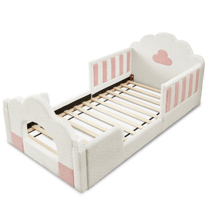 English Elm Spare Parts Tufted Upholstered Daybed with Storage Drawers Mid-Century Nailhead Design White Boucle W1413P500646