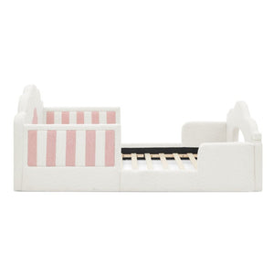 English Elm Spare Parts Tufted Upholstered Daybed with Storage Drawers Mid-Century Nailhead Design White Boucle W1413P500646