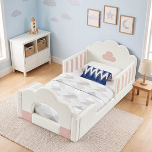 English Elm Spare Parts Tufted Upholstered Daybed with Storage Drawers Mid-Century Nailhead Design White Boucle W1413P500646