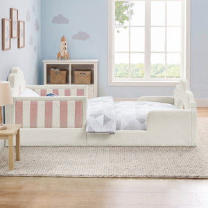 English Elm Spare Parts Tufted Upholstered Daybed with Storage Drawers Mid-Century Nailhead Design White Boucle W1413P500646