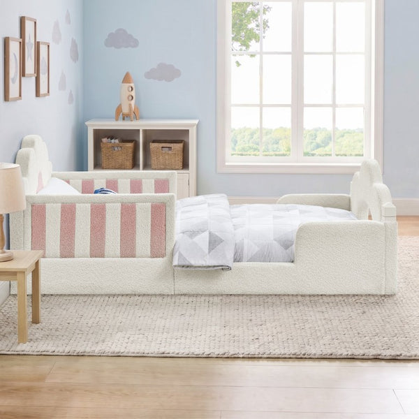 English Elm Spare Parts Tufted Upholstered Daybed with Storage Drawers Mid-Century Nailhead Design White Boucle W1413P500646
