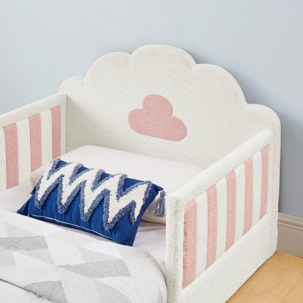 English Elm Spare Parts Tufted Upholstered Daybed with Storage Drawers Mid-Century Nailhead Design White Boucle W1413P500646