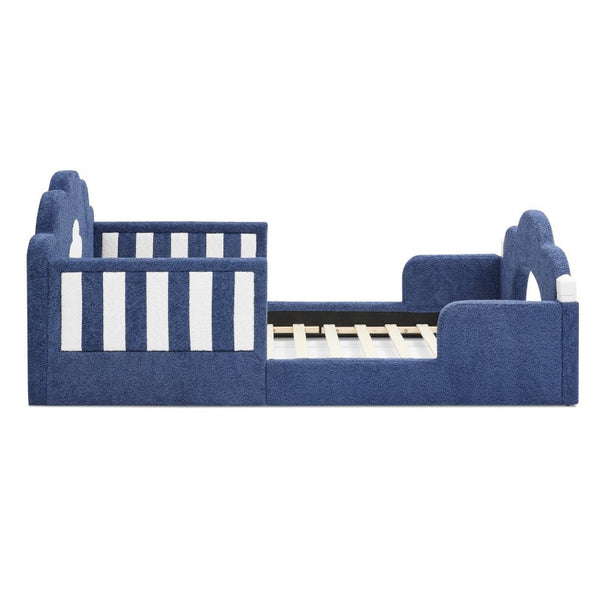 English Elm Spare Parts Tufted Upholstered Daybed with Storage Drawers Mid-Century Nailhead Design Sky Blue Boucle W1413P500647