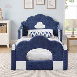 English Elm Spare Parts Tufted Upholstered Daybed with Storage Drawers Mid-Century Nailhead Design Sky Blue Boucle W1413P500647