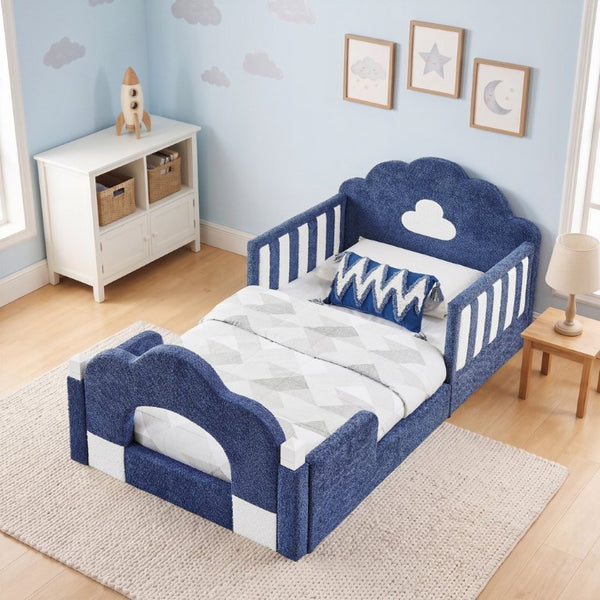 English Elm Spare Parts Tufted Upholstered Daybed with Storage Drawers Mid-Century Nailhead Design Sky Blue Boucle W1413P500647