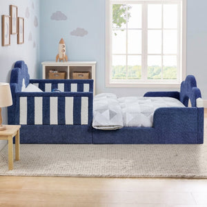 English Elm Spare Parts Tufted Upholstered Daybed with Storage Drawers Mid-Century Nailhead Design Sky Blue Boucle W1413P500647