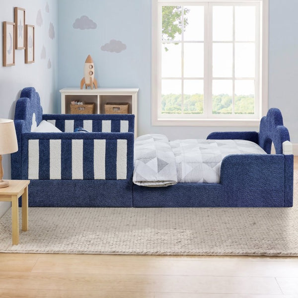 English Elm Spare Parts Tufted Upholstered Daybed with Storage Drawers Mid-Century Nailhead Design Sky Blue Boucle W1413P500647
