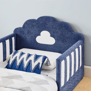 English Elm Spare Parts Tufted Upholstered Daybed with Storage Drawers Mid-Century Nailhead Design Sky Blue Boucle W1413P500647
