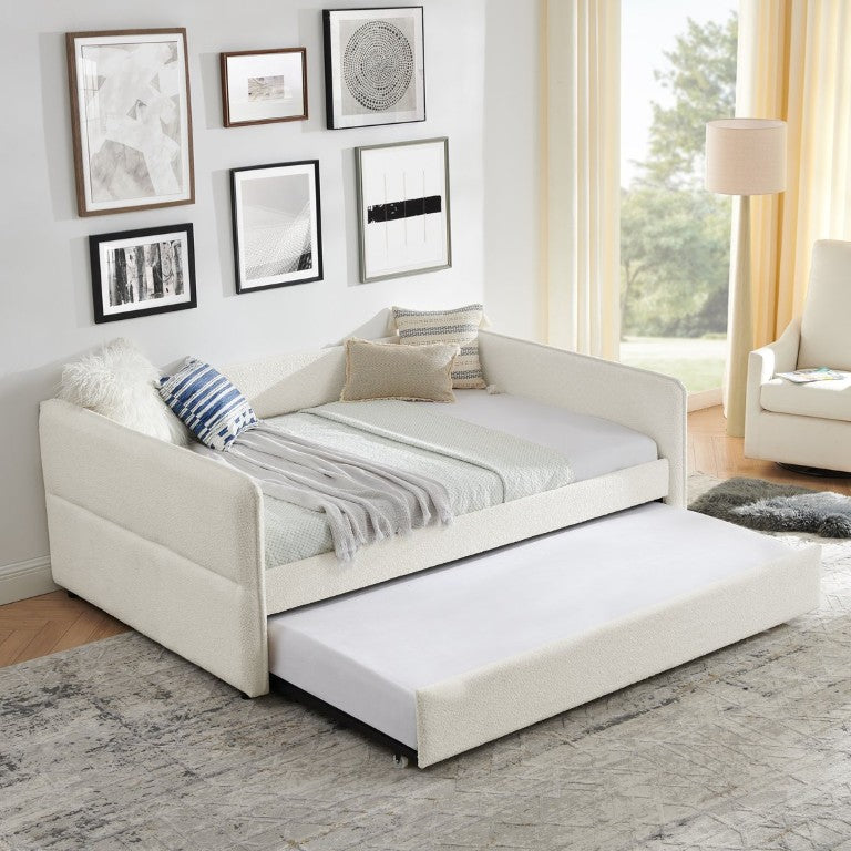 English Elm Spare Parts Striped Fabric Daybed with Trundle Guest Sleeping Sofa for Living Rooms W1413P556834