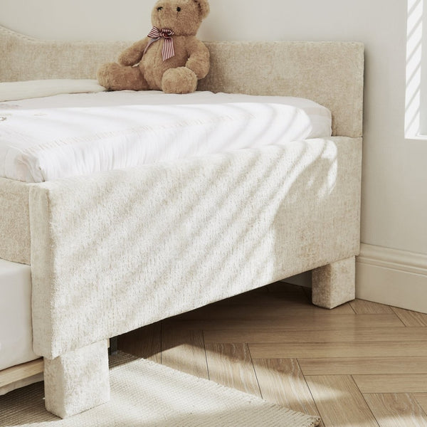 English Elm Twin Chenille Daybed with Pull Out Trundle Nailhead Trim and Built in Usb Charging Beige W1413S00200