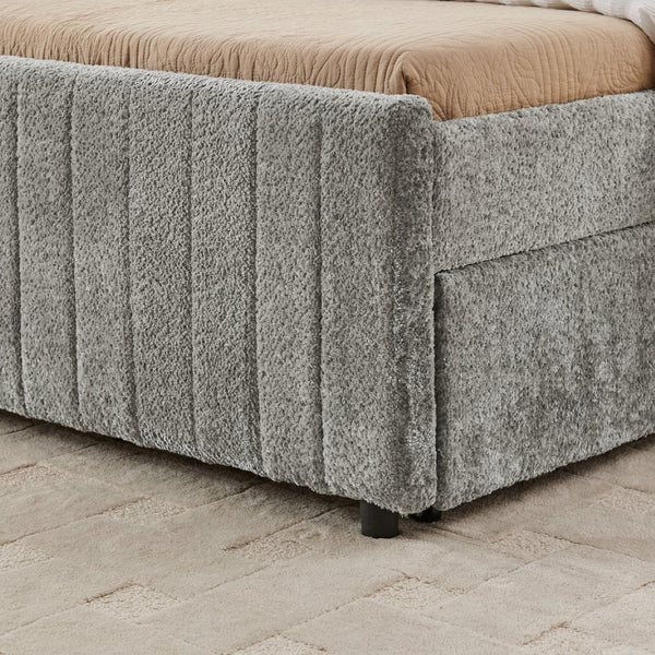 English Elm Twin Chenille Upholstered Daybed with Pull Out Trundle for Compact Guest Bedroom Gray W1413S00204