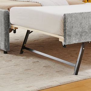 English Elm Twin Chenille Upholstered Daybed with Pull Out Trundle for Compact Guest Bedroom Gray W1413S00204