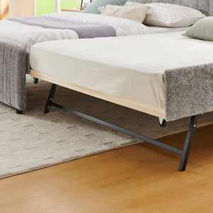 English Elm Full Size Chenille Upholstered Daybed with Pull Out Trundle for Guest Rooms Gray W1413S00206