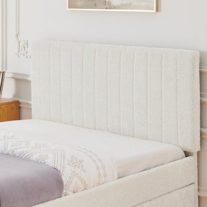 English Elm Full Size Chenille Upholstered Daybed with Pull Out Trundle for Guest Rooms Beige W1413S00207