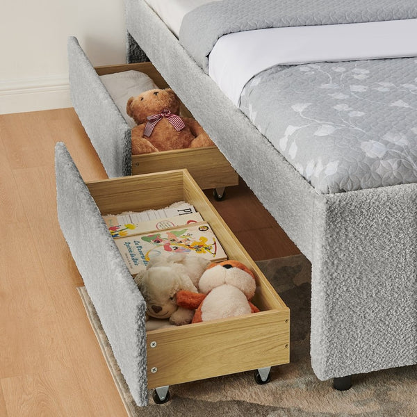 English Elm Full Chenille Upholstered Bed with Channel Tufted Headboard Trundle and Storage Drawers Grey W1413S00208