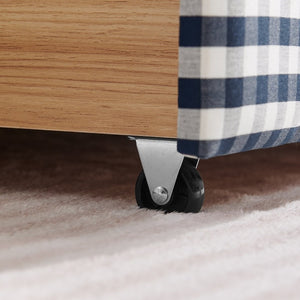 English Elm Full Gingham Linen Daybed with Scalloped Headboard Storage Drawers and USB Port Queen Navy Blue W1413S00239