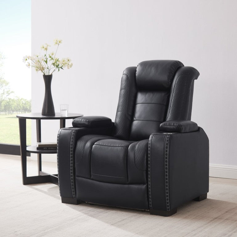 English Elm Home Theater Power Recliner with LED Lighting USB Charging and Adjustable Lumbar Support W1417P194450