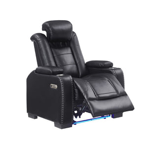 English Elm Home Theater Power Recliner with LED Lighting USB Charging and Adjustable Lumbar Support W1417P194450