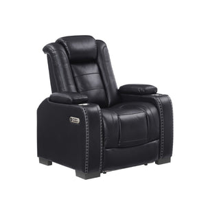 English Elm Home Theater Power Recliner with LED Lighting USB Charging and Adjustable Lumbar Support W1417P194450