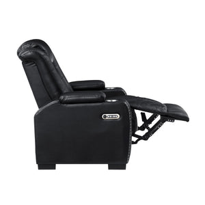 English Elm Home Theater Power Recliner with LED Lighting USB Charging and Adjustable Lumbar Support W1417P194450