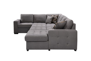 English Elm 123 Inch U Shaped Modular Sectional with Pull Out Sleeper and Hidden Storage Chaise W1417S00001