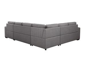 English Elm 123 Inch U Shaped Modular Sectional with Pull Out Sleeper and Hidden Storage Chaise W1417S00001