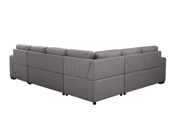 English Elm 123 Inch U Shaped Modular Sectional with Pull Out Sleeper and Hidden Storage Chaise W1417S00001