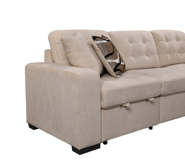 English Elm 149" Chenille U-shaped Sectional Sofa with Dual Sleeper Pull-out Beds Tufted Living Room White W1417S00006