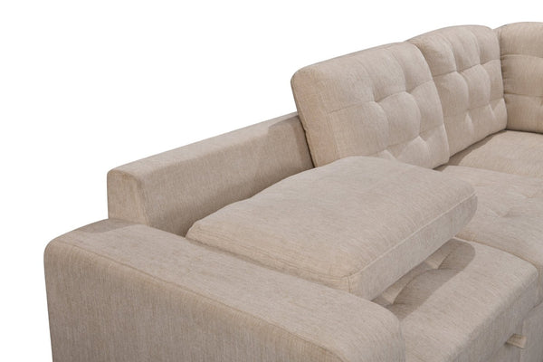 English Elm 149" Chenille U-shaped Sectional Sofa with Dual Sleeper Pull-out Beds Tufted Living Room White W1417S00006