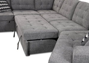 English Elm 149" Chenille U-shaped Sectional Sofa with Dual Sleeper Pull-out Beds Tufted Living Room Grey - B W1417S00007