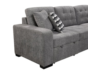 English Elm 149" Chenille U-shaped Sectional Sofa with Dual Sleeper Pull-out Beds Tufted Living Room Grey - B W1417S00007
