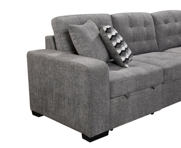 English Elm 149" Chenille U-shaped Sectional Sofa with Dual Sleeper Pull-out Beds Tufted Living Room Grey - B W1417S00007