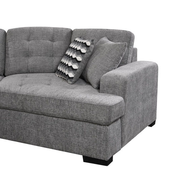 English Elm 149" Chenille U-shaped Sectional Sofa with Dual Sleeper Pull-out Beds Tufted Living Room Grey - B W1417S00007