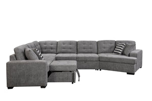 English Elm 149" Chenille U-shaped Sectional Sofa with Dual Sleeper Pull-out Beds Tufted Living Room Grey - B W1417S00007