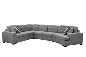 English Elm 149" Chenille U-shaped Sectional Sofa with Dual Sleeper Pull-out Beds Tufted Living Room Grey - B W1417S00007
