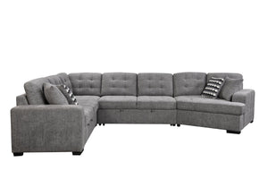 English Elm 149" Chenille U-shaped Sectional Sofa with Dual Sleeper Pull-out Beds Tufted Living Room Grey - B W1417S00007